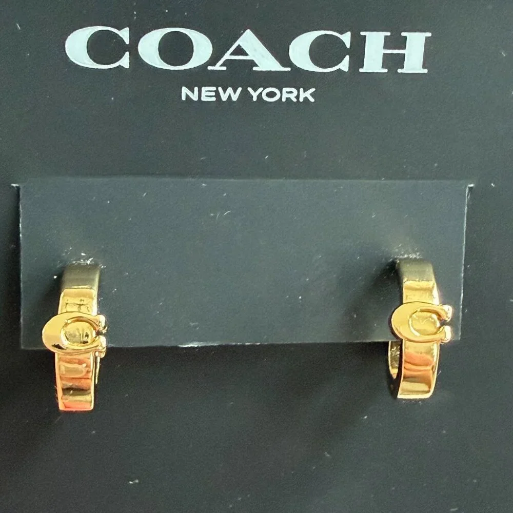 Coach Signature C Huggie Hoop Earrings - New - Picture 3 of 7